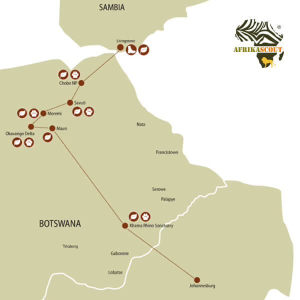 Botswana Safari Map Afrikascout
