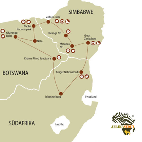 Fährtenleser Safari Afrikascout Map