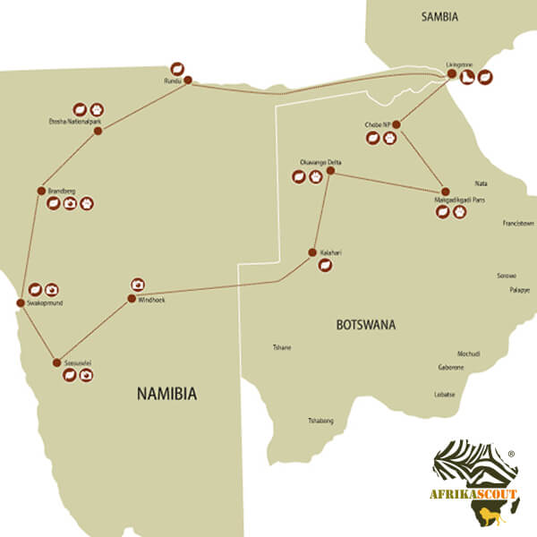 Wüste und Delta Reise Map Afrikascout